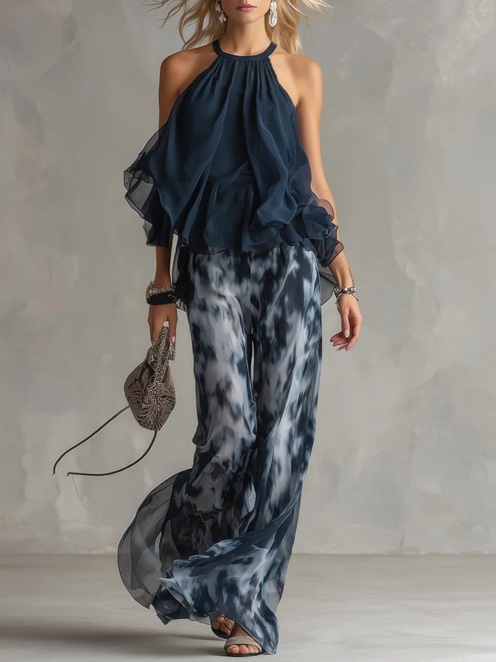 The Sofia | Halter Neck Printed Wide-Leg Set