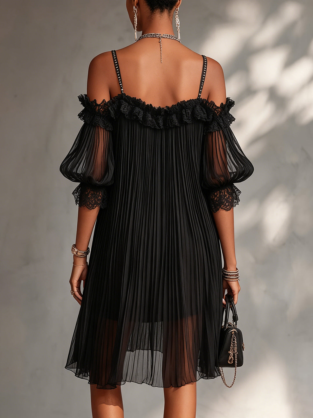 Vittoria | Off-Shoulder Lace Trim Mini Dress