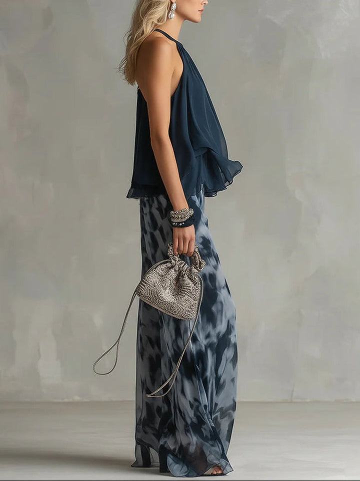 The Sofia | Halter Neck Printed Wide-Leg Set