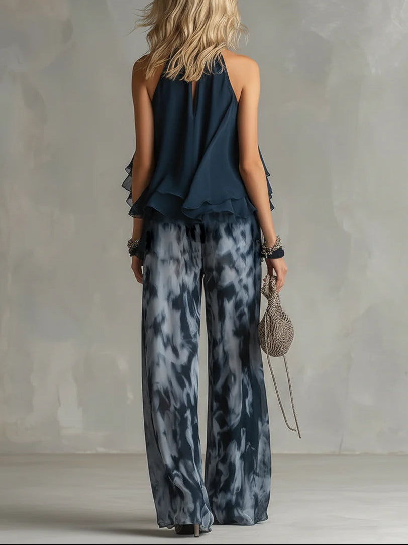 The Sofia | Halter Neck Printed Wide-Leg Set