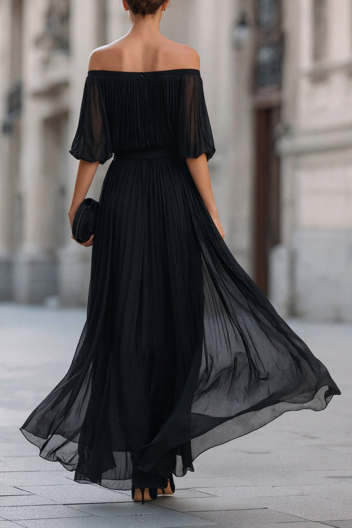 Brielle | Pleated Off-Shoulder Maxi