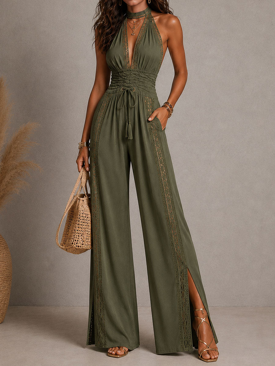 Diane Boho Lace Wide-Leg Jumpsuit