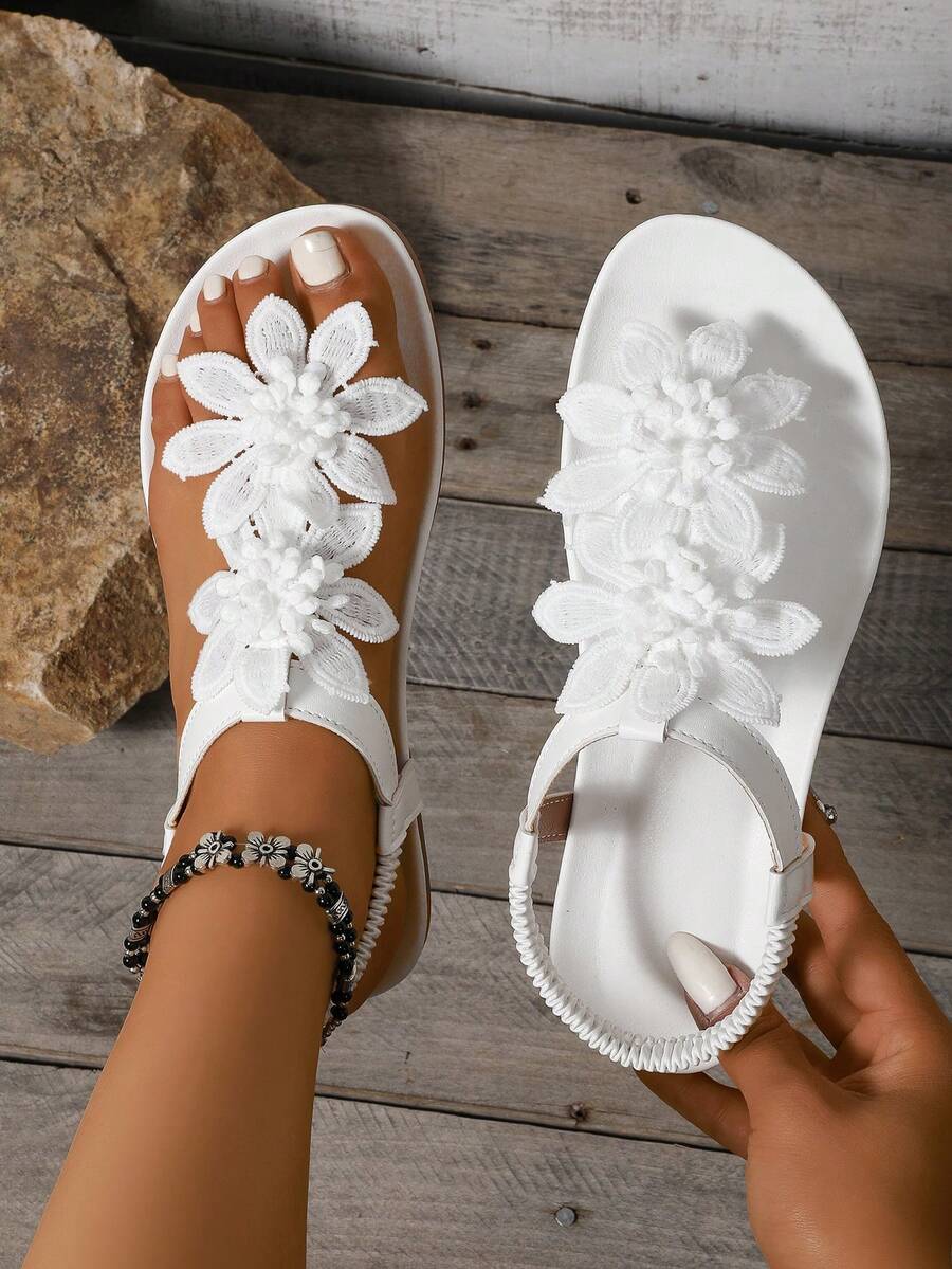 Florette | Flower Appliqué Sandals