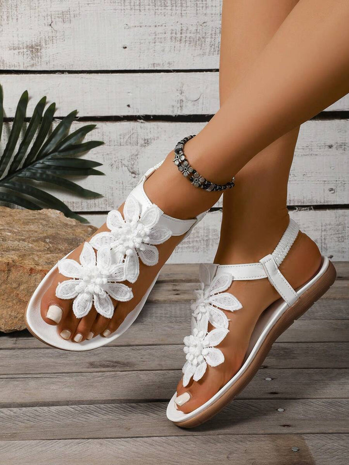 Florette | Flower Appliqué Sandals