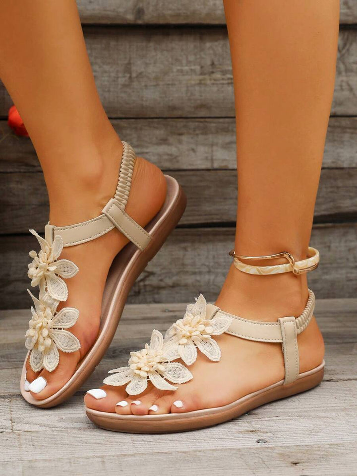 Florette | Flower Appliqué Sandals