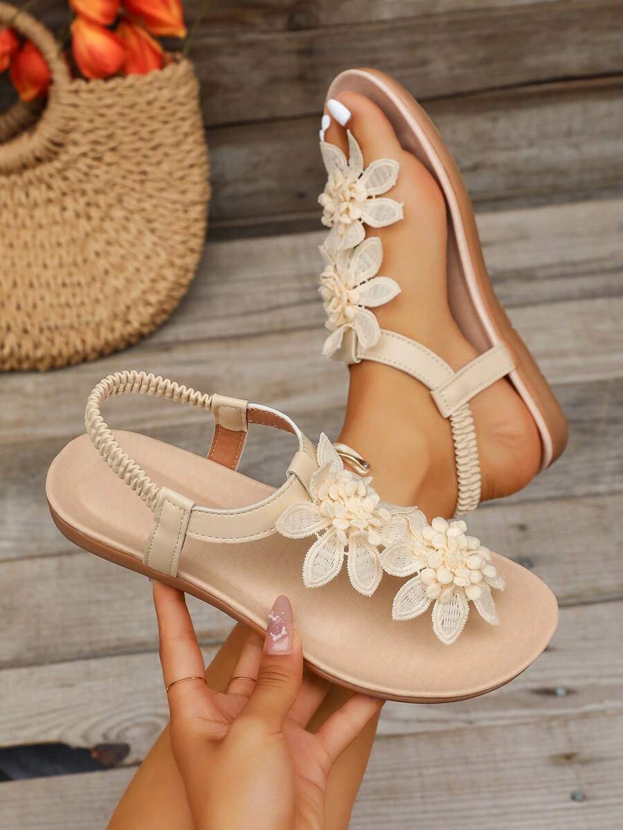 Florette | Flower Appliqué Sandals