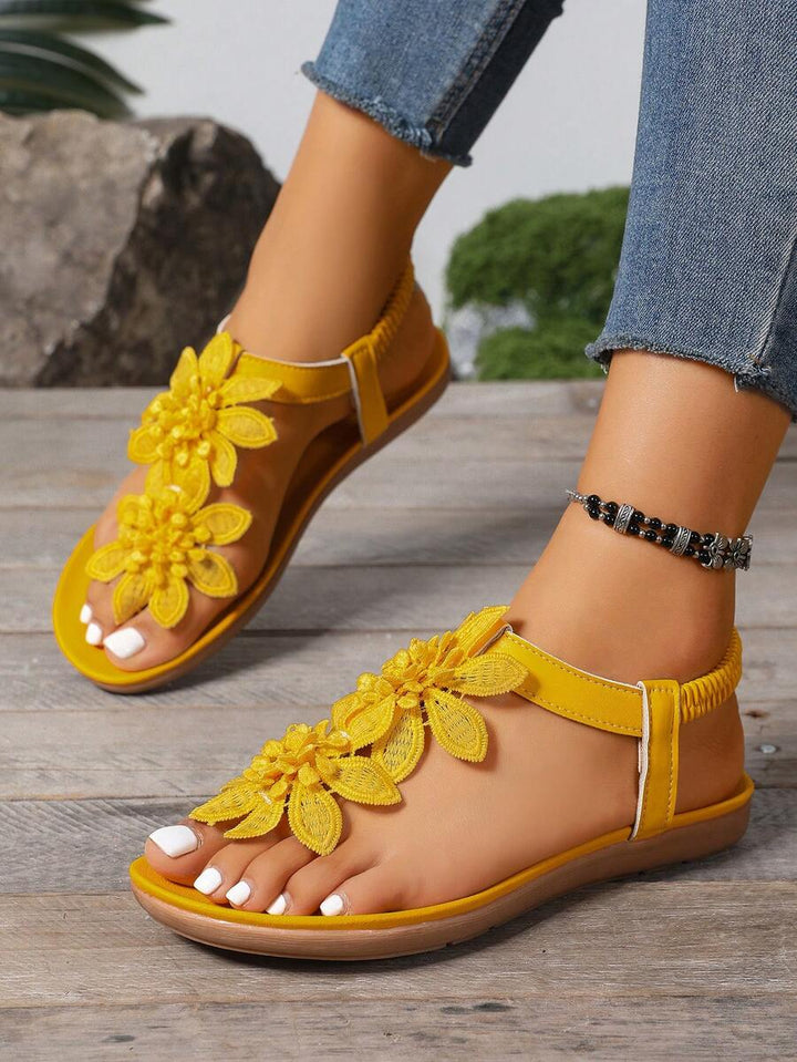 Florette | Flower Appliqué Sandals