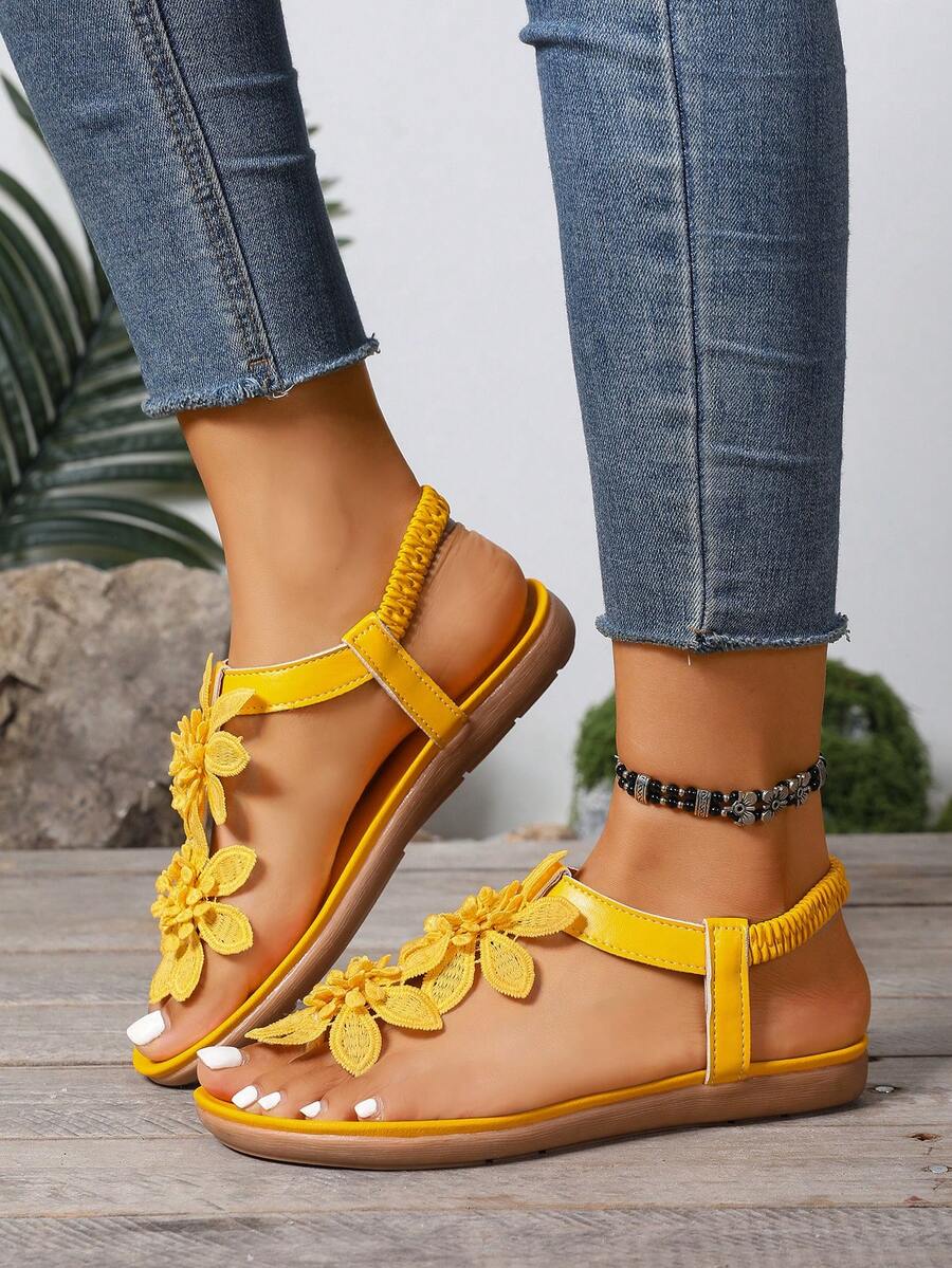 Florette | Flower Appliqué Sandals