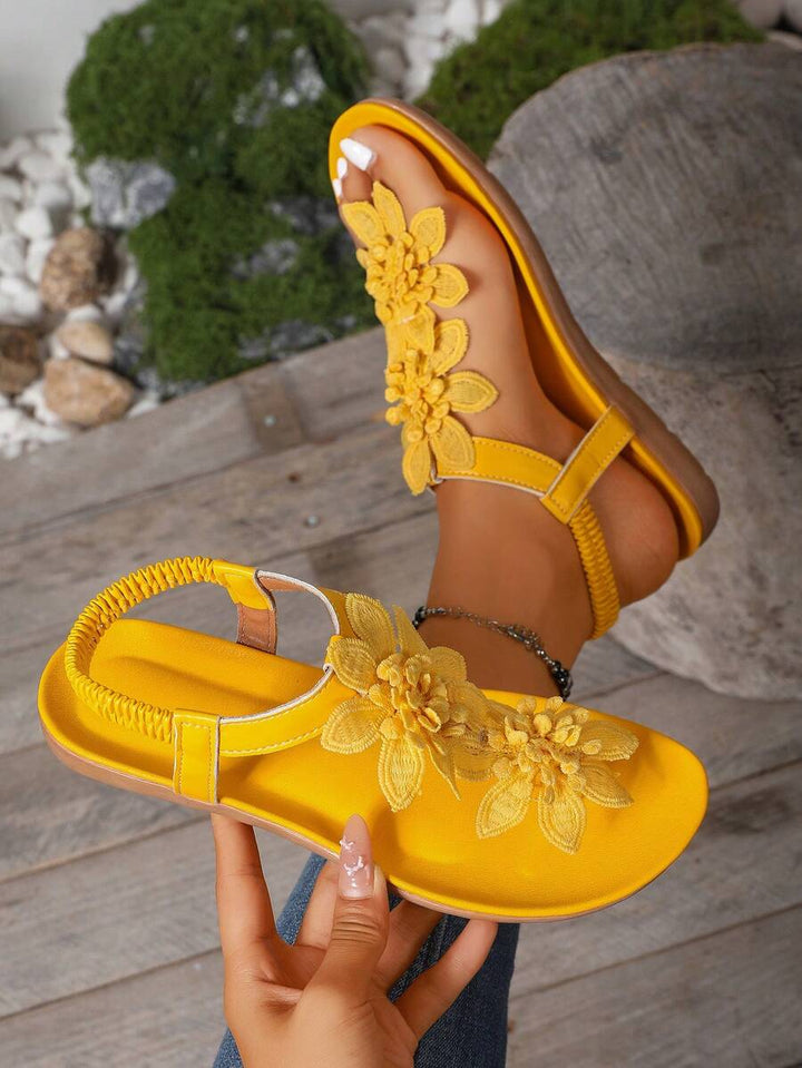 Florette | Flower Appliqué Sandals