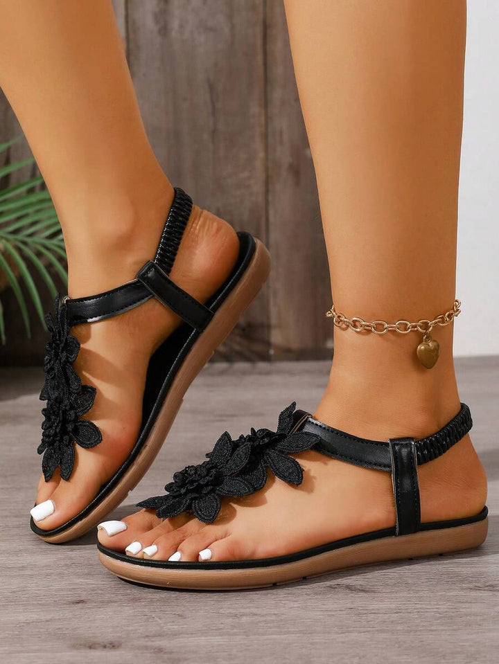 Florette | Flower Appliqué Sandals