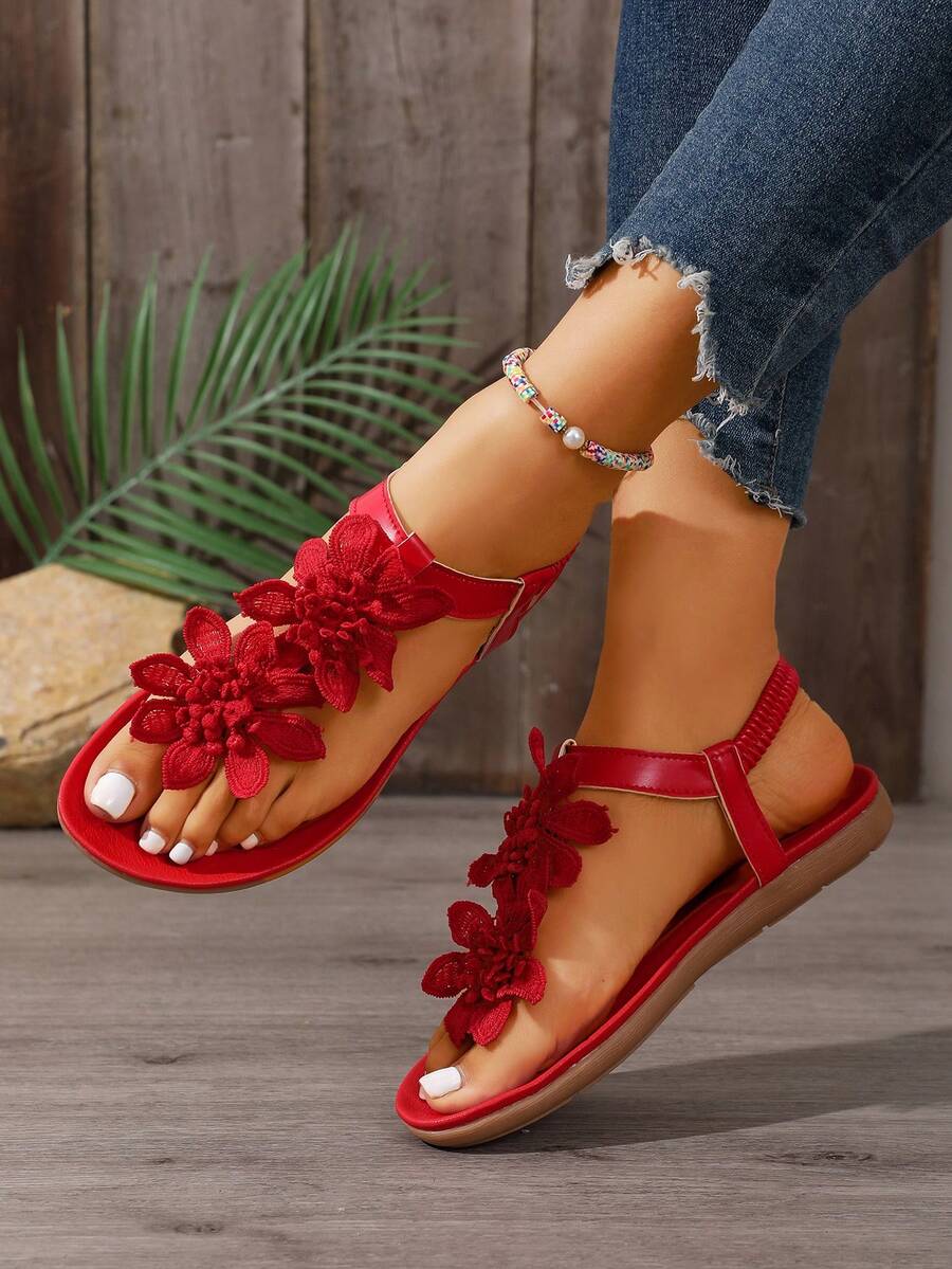 Florette | Flower Appliqué Sandals