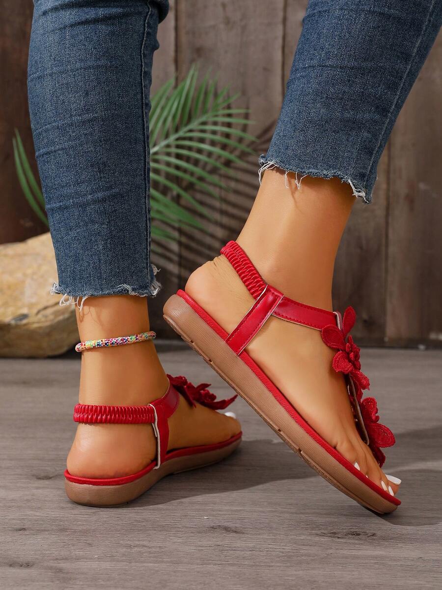 Florette | Flower Appliqué Sandals