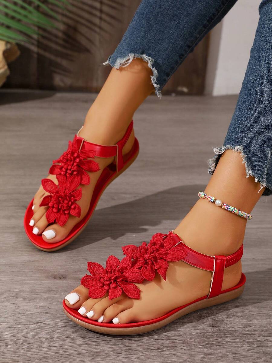 Florette | Flower Appliqué Sandals