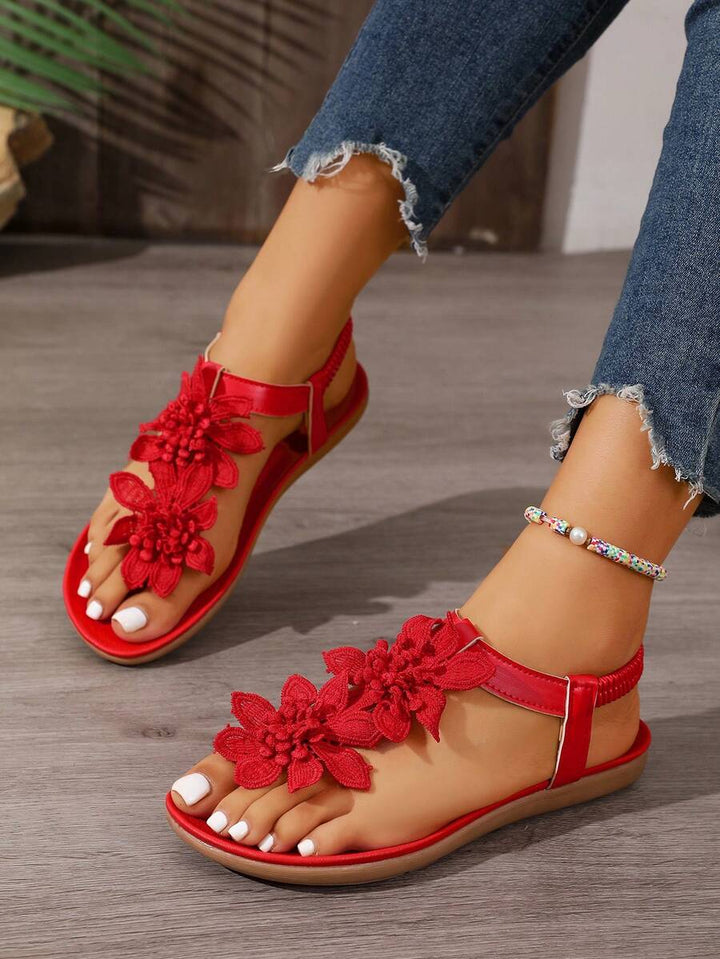 Florette | Flower Appliqué Sandals