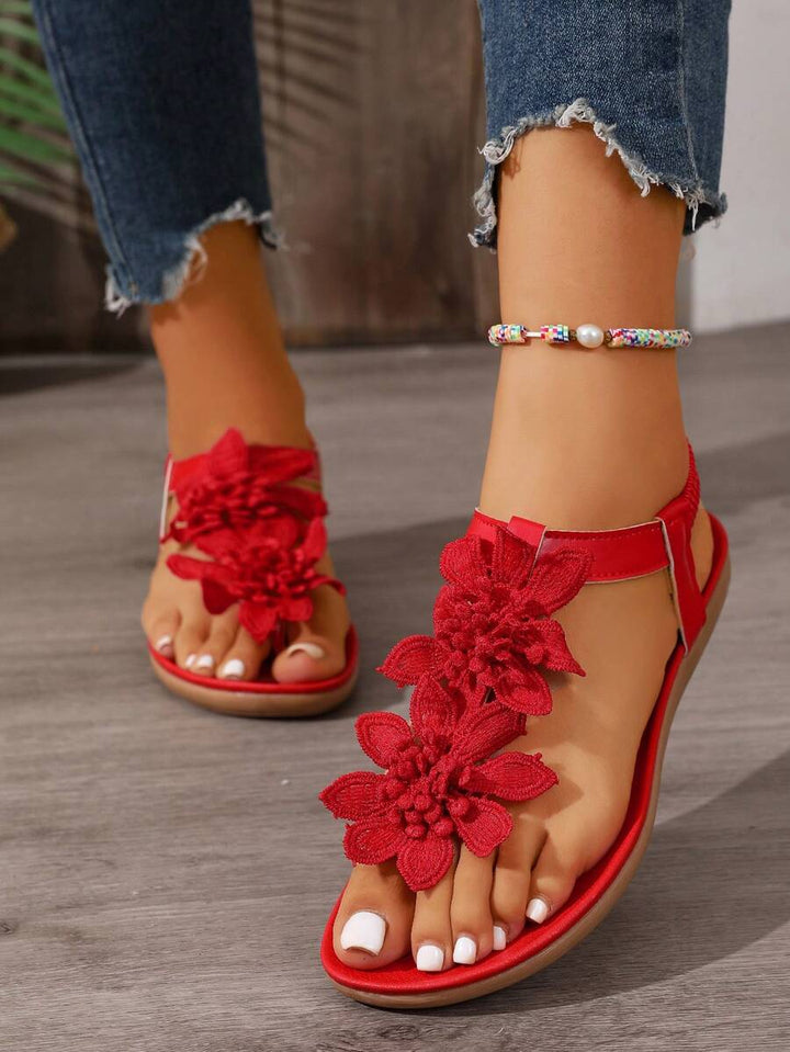 Florette | Flower Appliqué Sandals