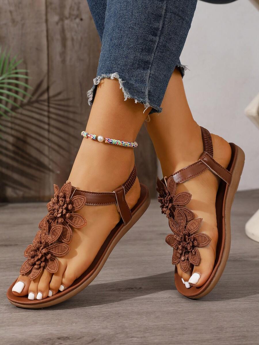 Florette | Flower Appliqué Sandals