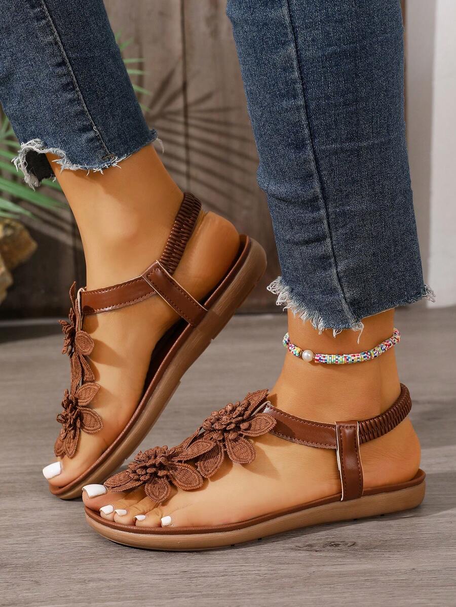 Florette | Flower Appliqué Sandals