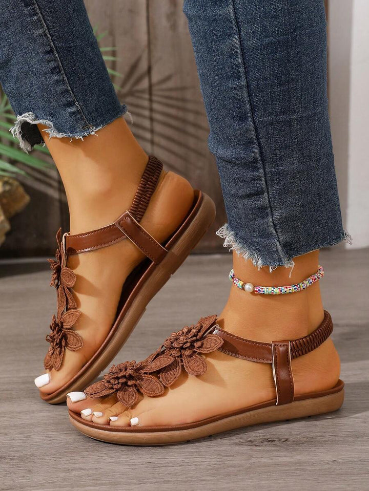 Florette | Flower Appliqué Sandals