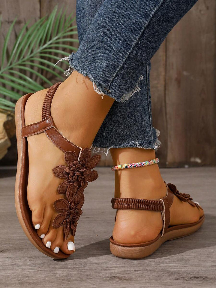 Florette | Flower Appliqué Sandals