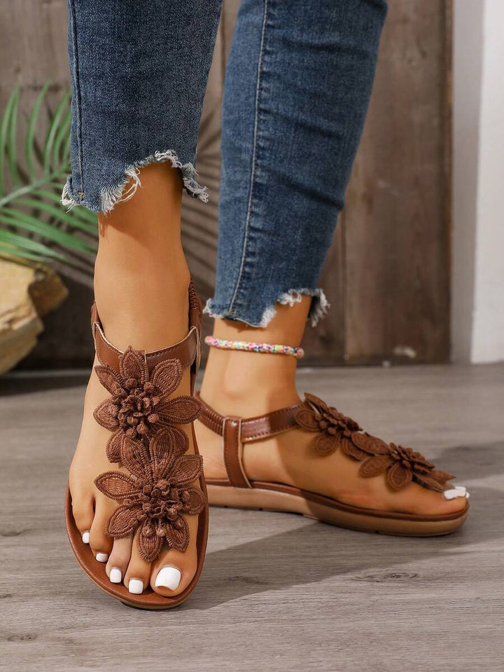 Florette | Flower Appliqué Sandals