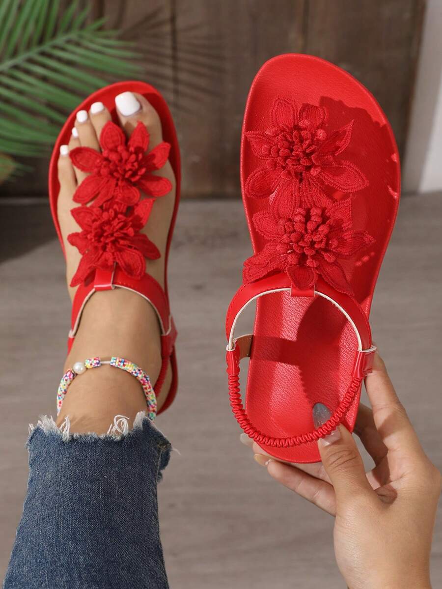 Florette | Flower Appliqué Sandals