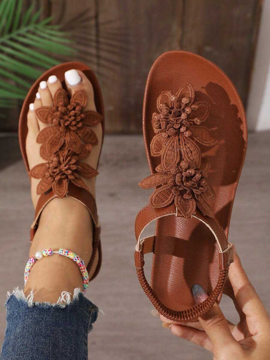 Florette | Flower Appliqué Sandals