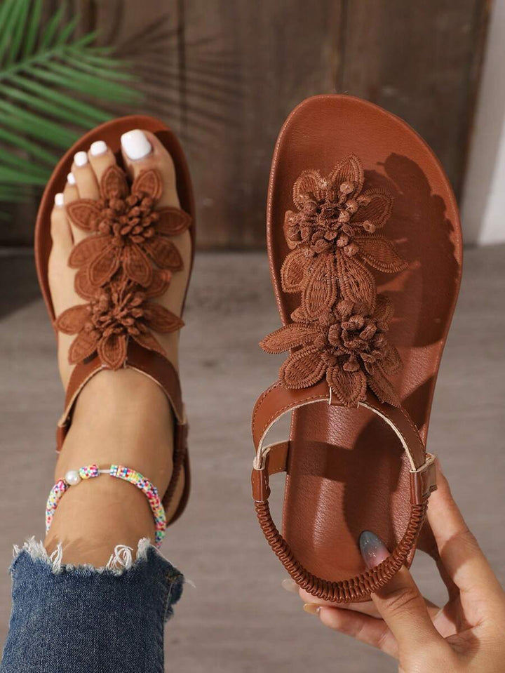 Florette | Flower Appliqué Sandals