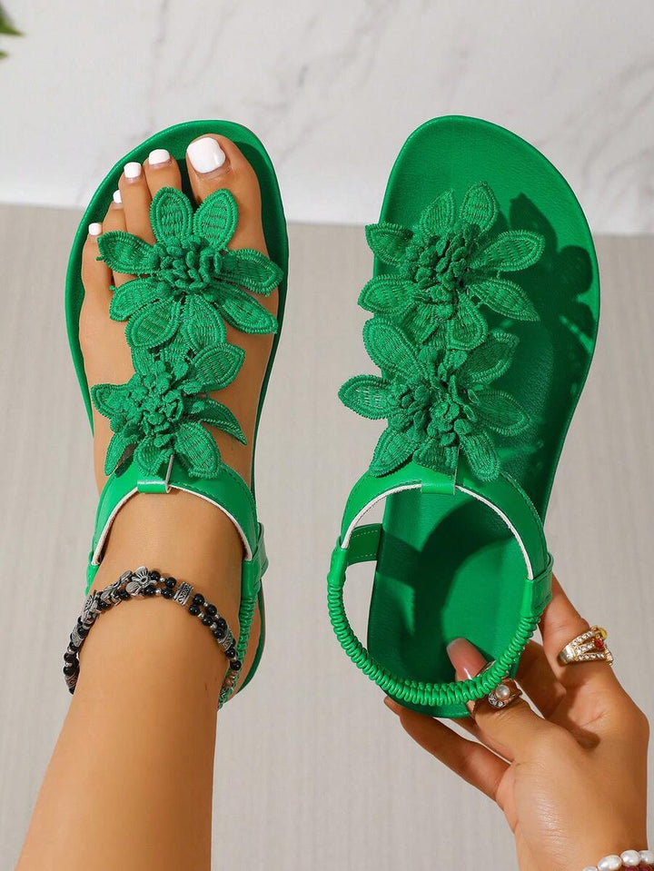 Florette | Flower Appliqué Sandals
