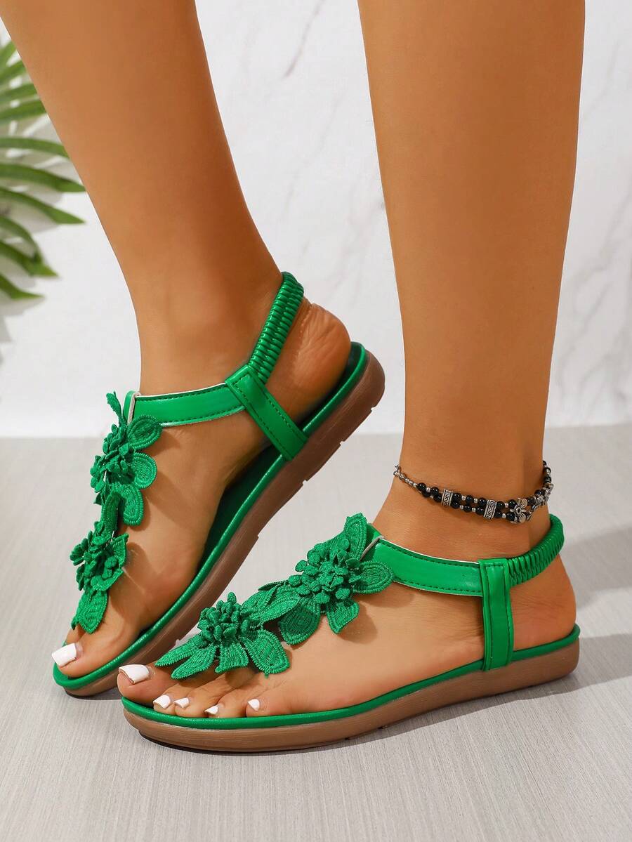 Florette | Flower Appliqué Sandals