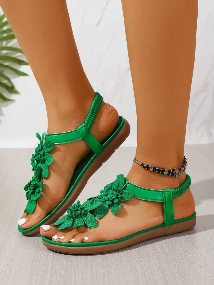 Florette | Flower Appliqué Sandals