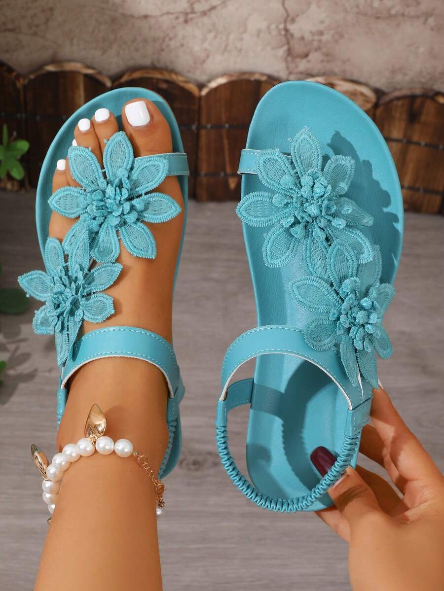 Florette | Flower Appliqué Sandals
