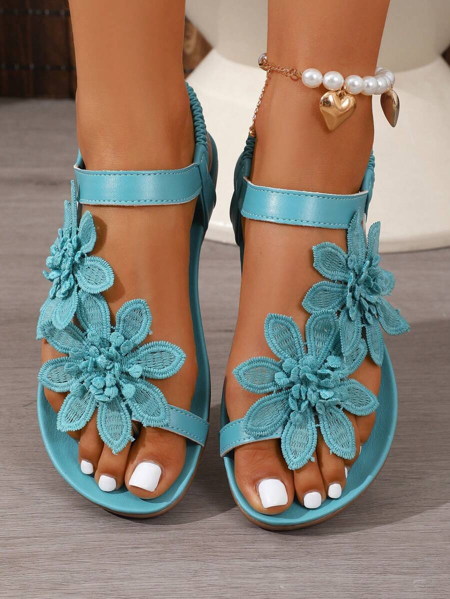 Florette | Flower Appliqué Sandals