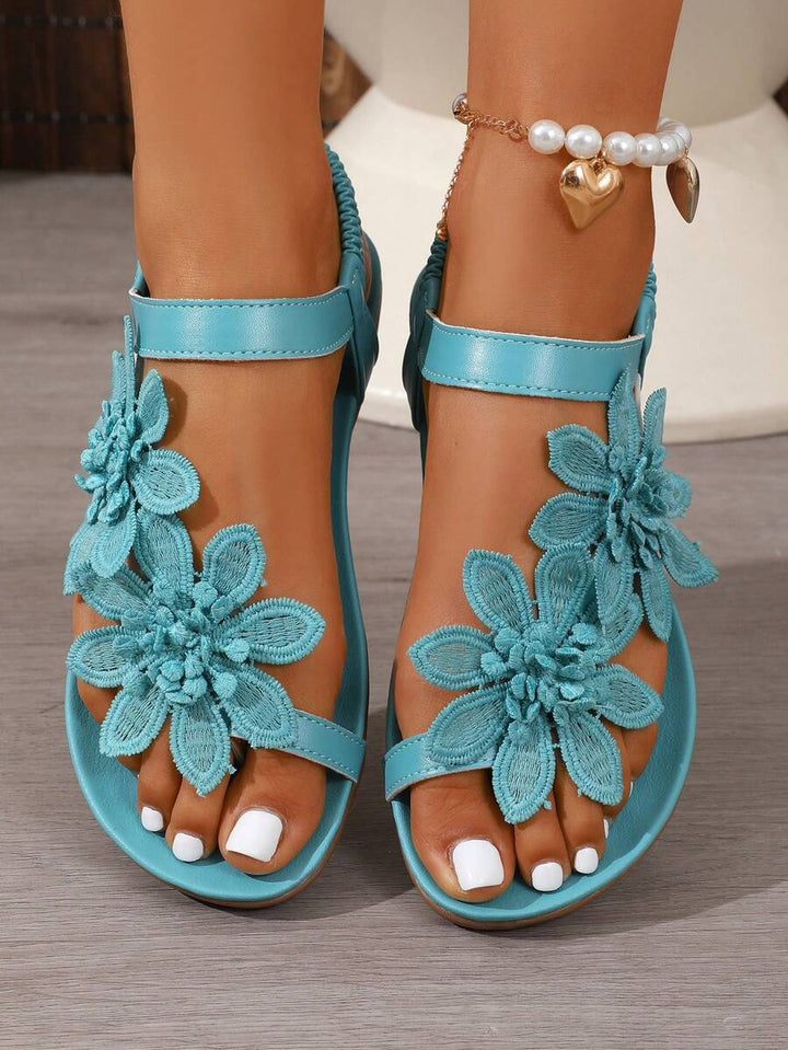 Florette | Flower Appliqué Sandals