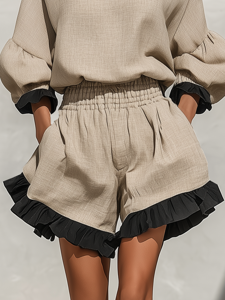 Sandrine | Ruffle Trim Blouse Set
