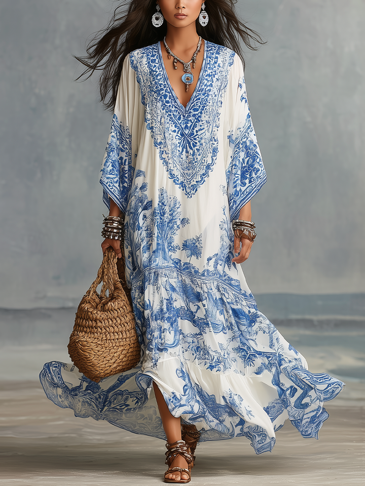 Azura | Porcelain Print Kaftan