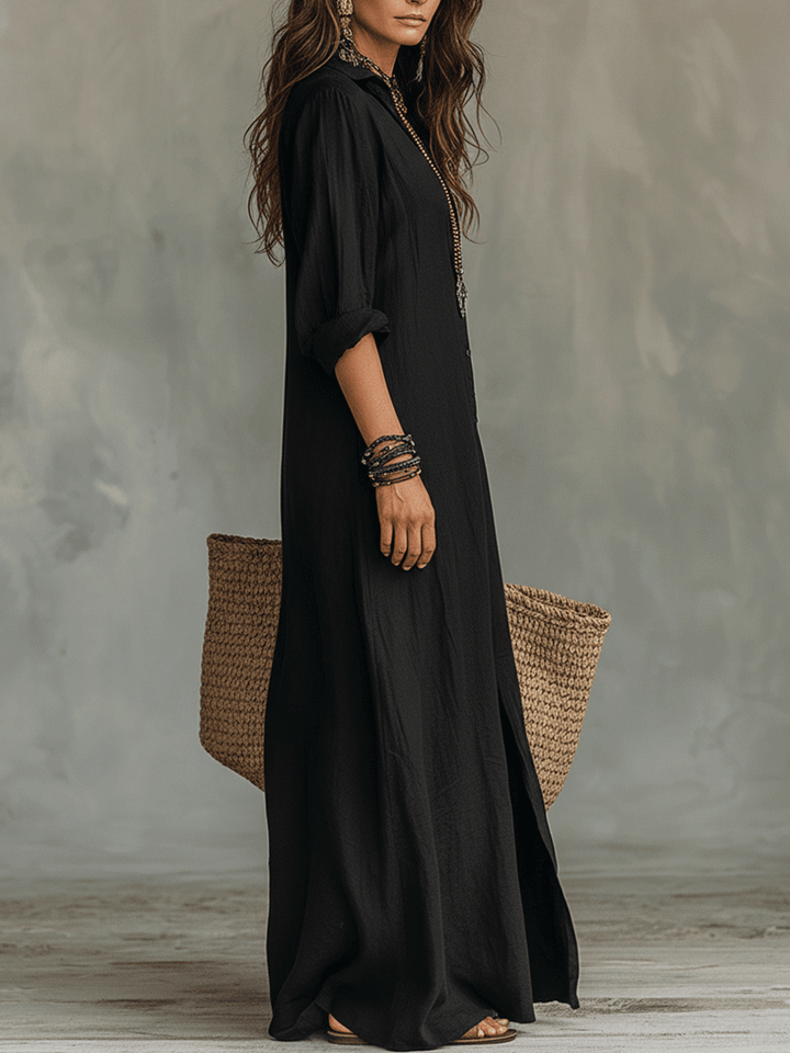 Noir | Button-Front Boho Maxi