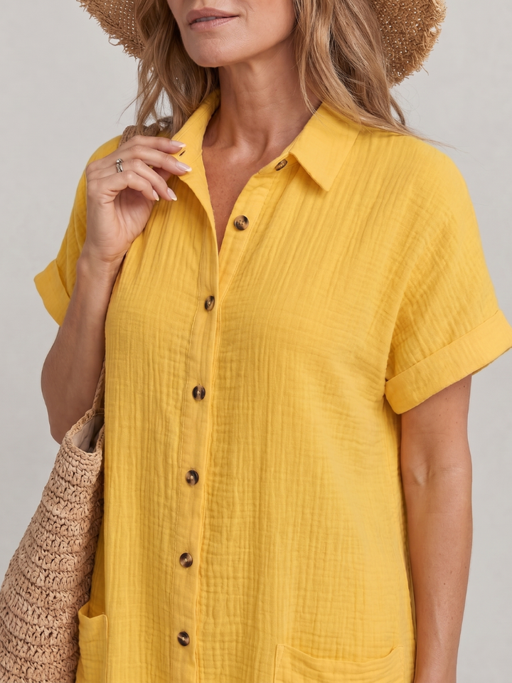 The Lena | Short Sleeve Pocket Knee-Length Dress