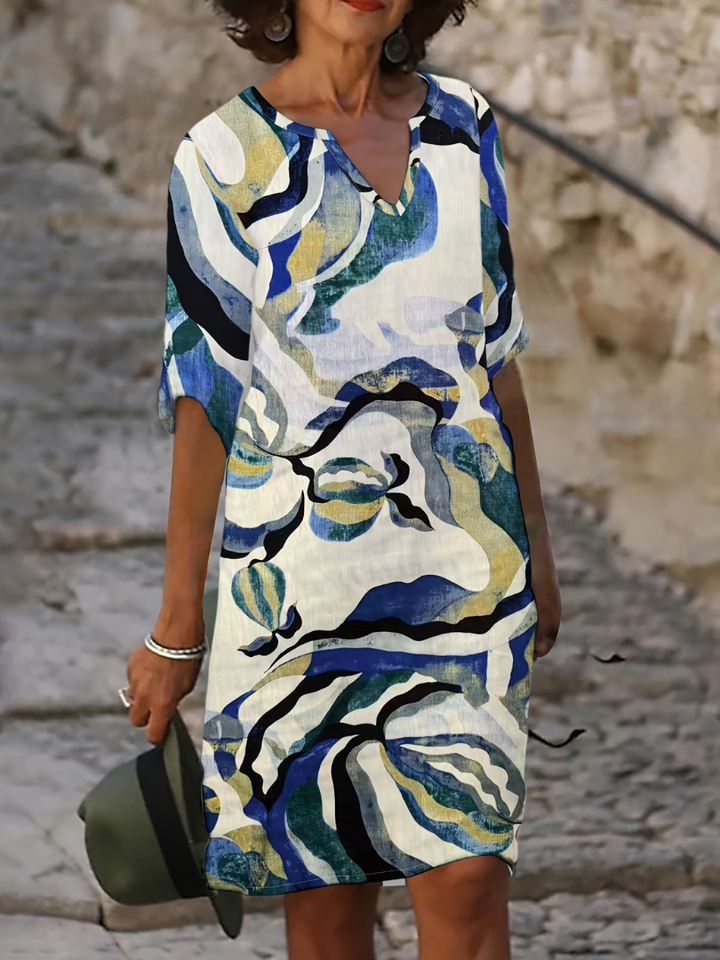 Vera | Abstract Print V-Neck Dress