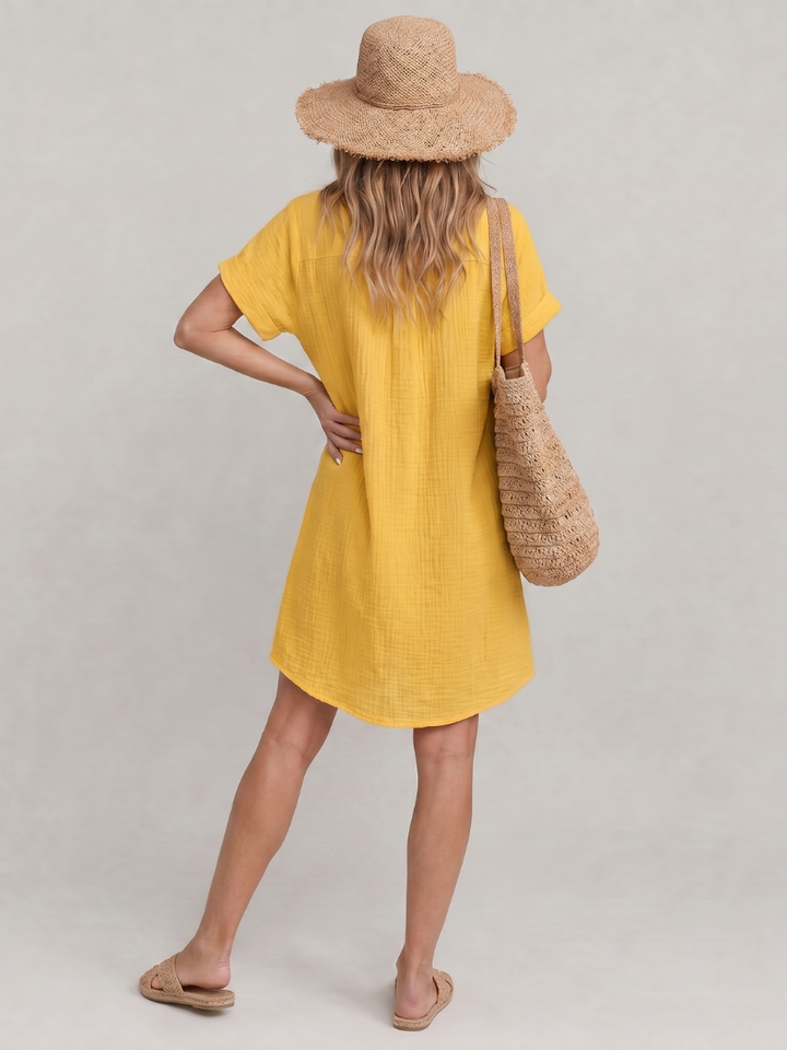 The Lena | Short Sleeve Pocket Knee-Length Dress