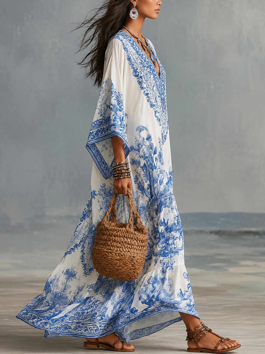 Azura | Porcelain Print Kaftan