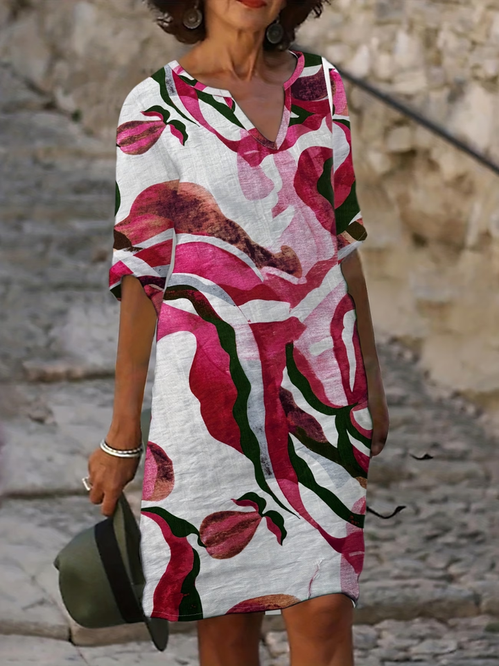 Vera | Abstract Print V-Neck Dress