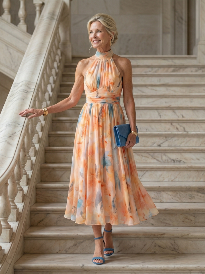The Elise | Soft Halter Midi Dress
