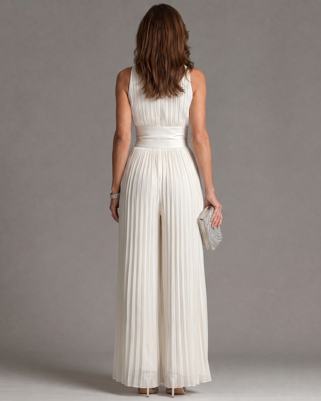 The Zahara | Pleated Halter Wide-Leg Jumpsuit