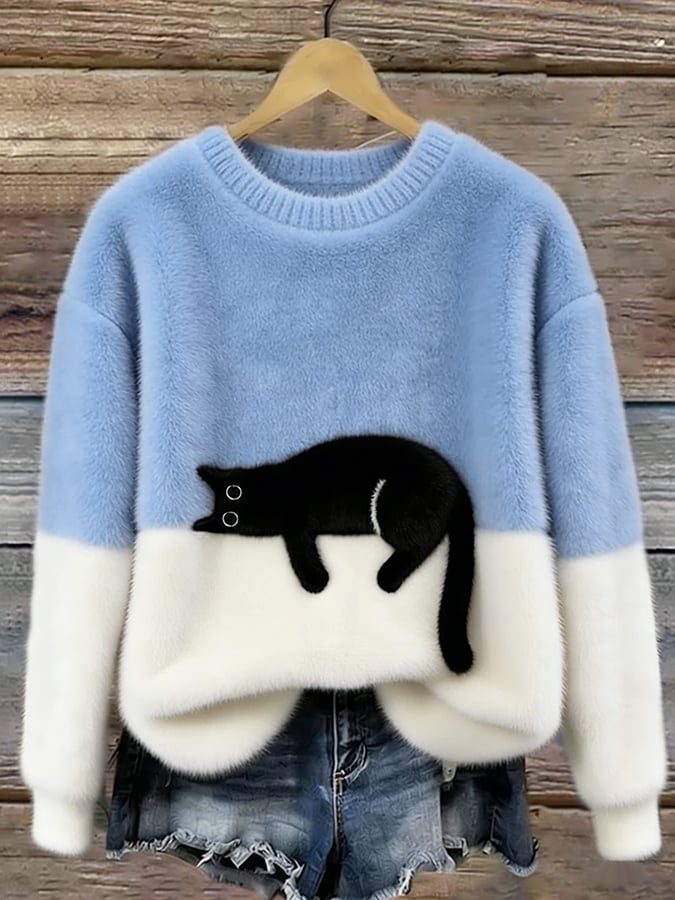 Bonnie | Cat Print Oversized Sweater