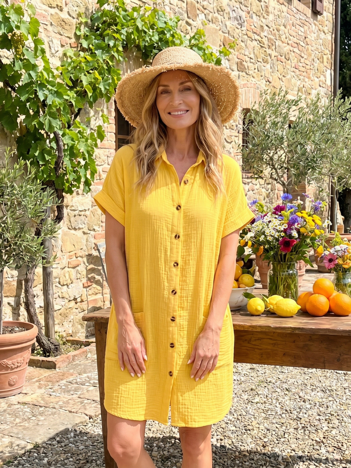 The Lena | Short Sleeve Pocket Knee-Length Dress