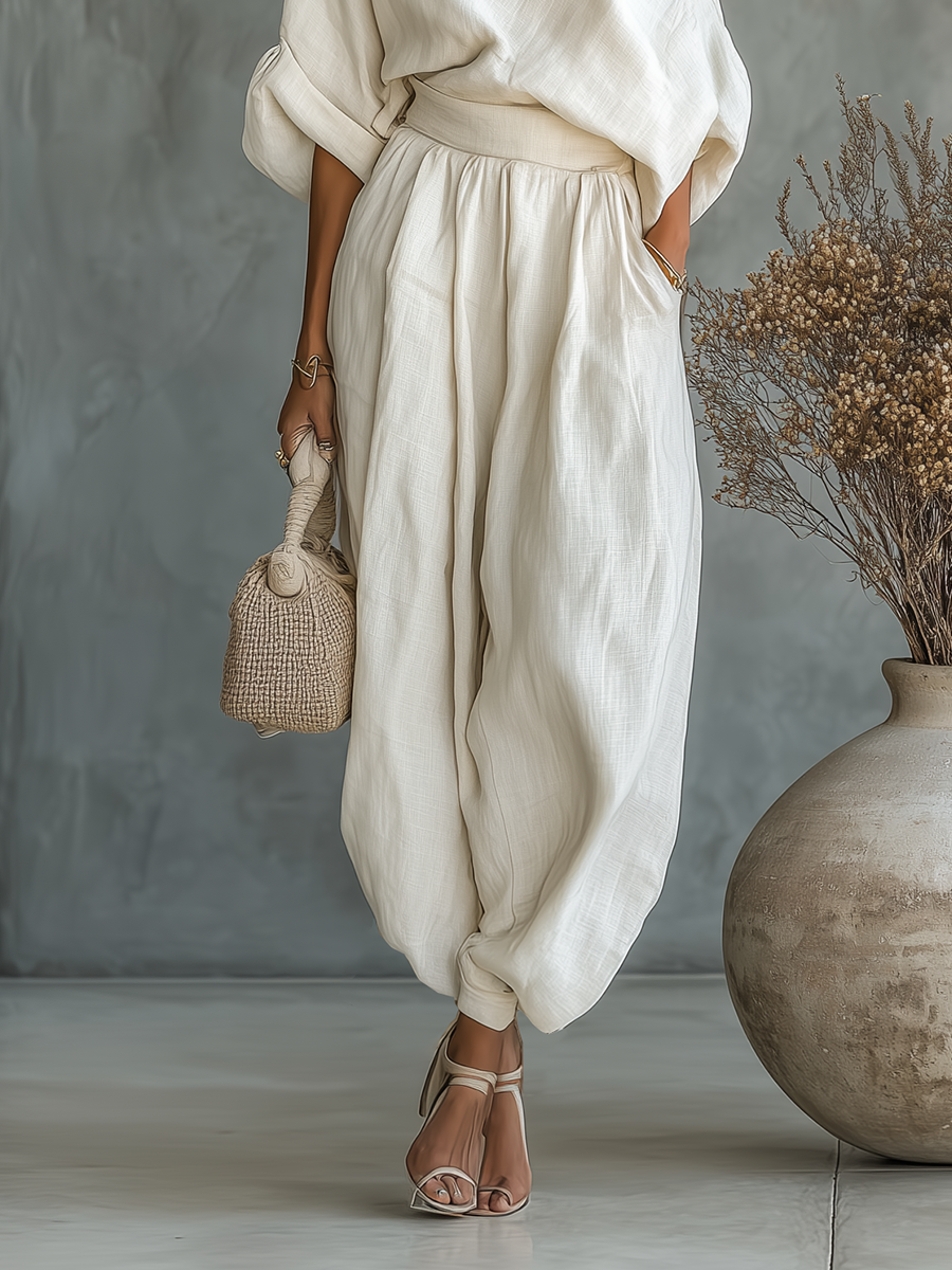 The Lisette | Off-Shoulder Tapered Pant Set