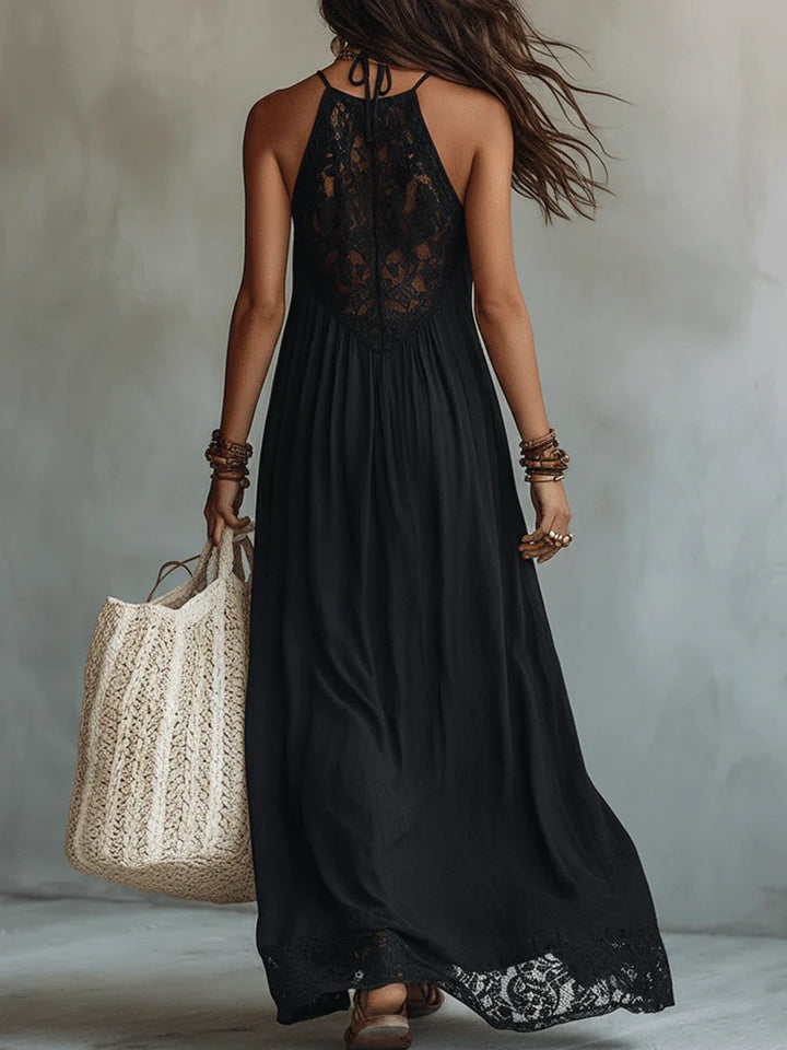 The Serafina | Lace Halter Maxi Dress