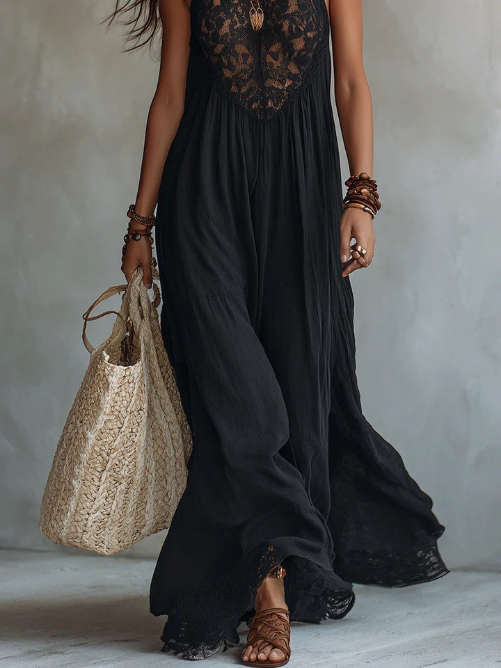 The Serafina | Lace Halter Maxi Dress