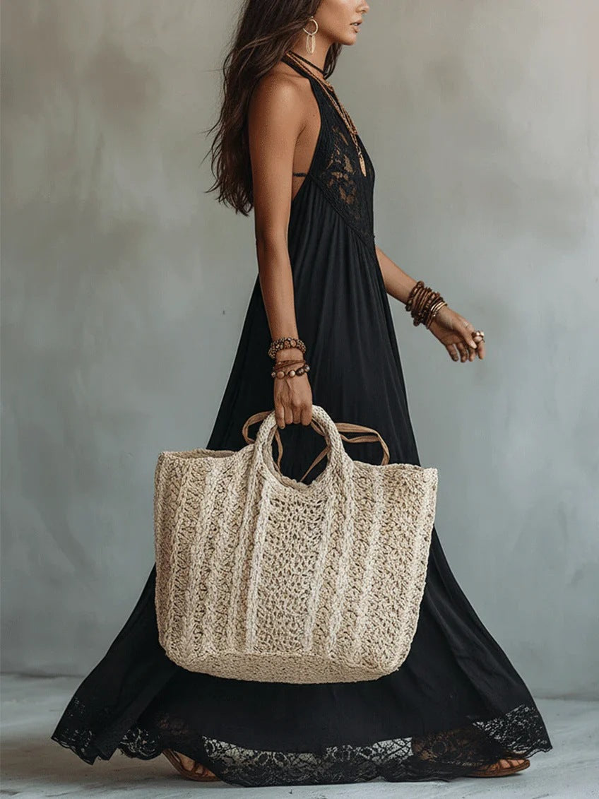 The Serafina | Lace Halter Maxi Dress