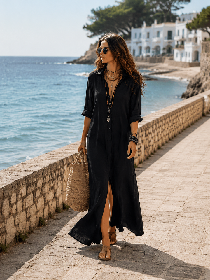 Noir | Button-Front Boho Maxi